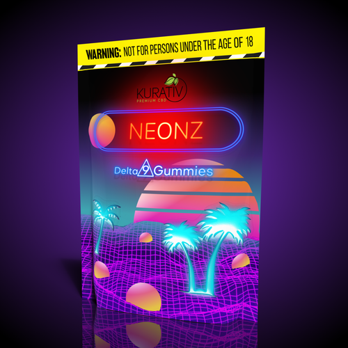 Neonz Delta 9 THC Gummies Retro 80's / 90's beach packaging Design by StudioUno