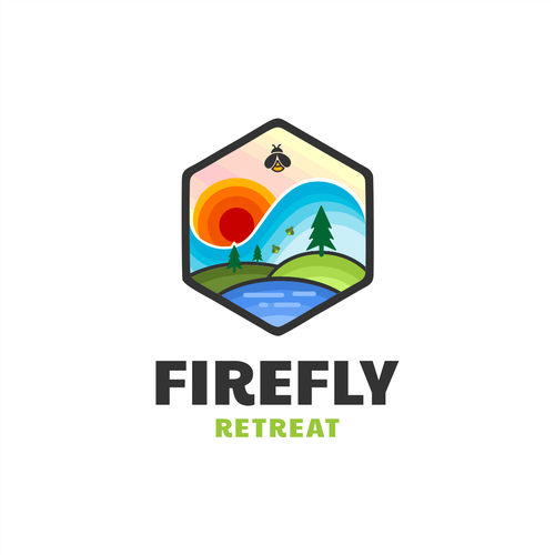 Firefly Retreat. Fun logo inspiring families to explore the outdoors! Design von hidra ✅