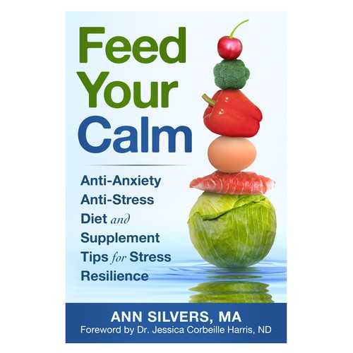 Captivating Yet Calm Book Cover for Stress Relief thru Nutrition Concept Design by zaRNic