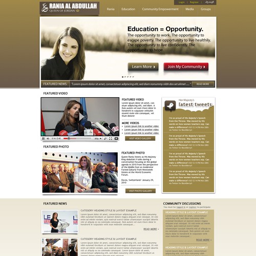 Queen Rania's official website – Queen of Jordan Diseño de sociarta