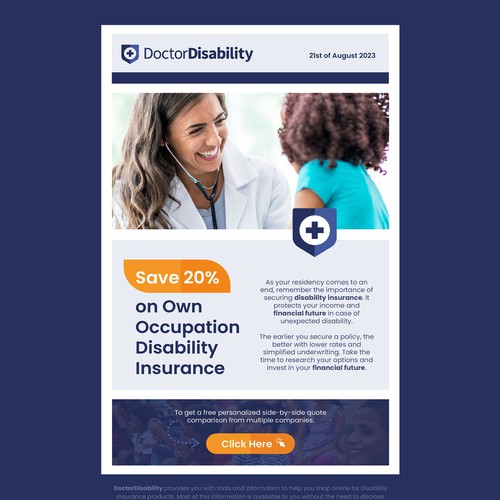 Design an email template for disability insurance for doctors Design by Chris Idea.