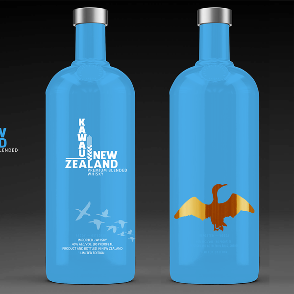 Design by A3 STUDIO titled "Logo and identity for Kawau New Zealand Whisky"