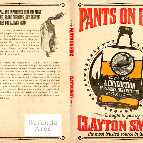 Create a fun book cover for Pants on Fire: A Collection of Lies! Design by Jake Clark