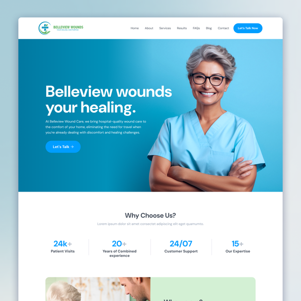 Web page design for Belleview Wounds