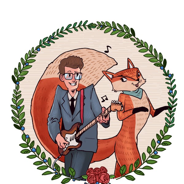 Design by Desar Yuartha titled "Buddy Holly & Fox"