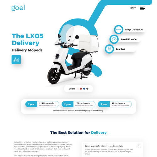 Diseño de Design brand new website for a long-term electric scooter rental start-up in Norway de -xxia-