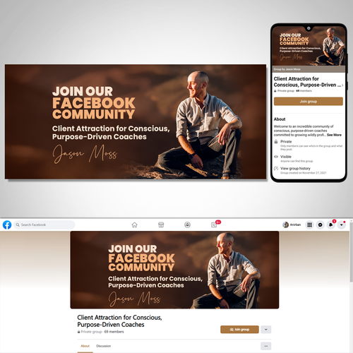 Earthy Facebook Cover For Conscious Business Coach Design por Mac88graphic