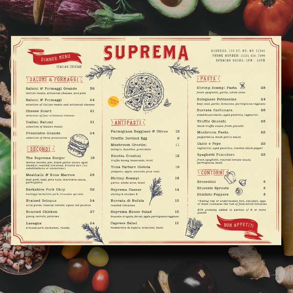  Menu design for NYC restaurant