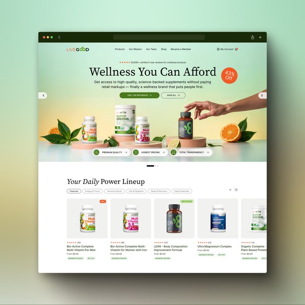 LiveGood Supplements Web Design