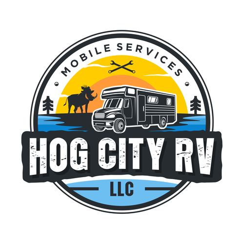 Design a retro/vintage camper logo for our RV Mobile Service business. Design by Hysteria!