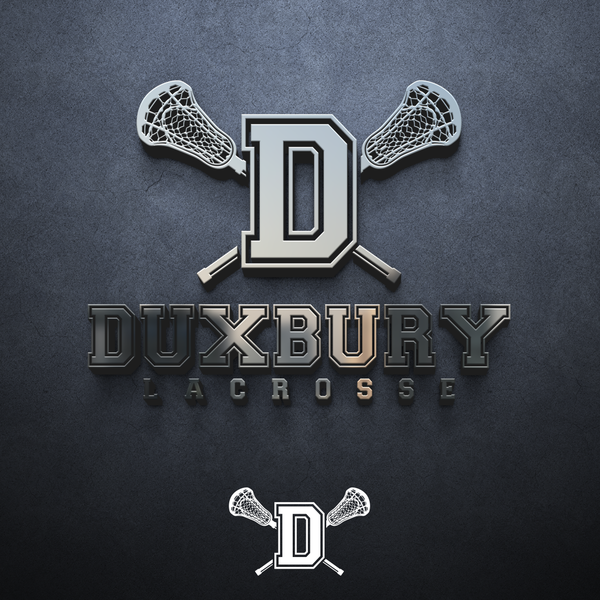 A minimalist sports logo design featuring a bold varsity-style 'D' in the center, with a double outline for depth.