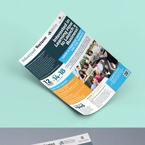 One page flyer for program that supports teen entrepreneurs Design by mateuzord