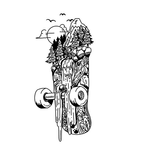 Skateboard Tattoo Design by Widi Nalendra