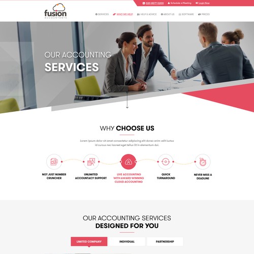 Modern top end Accounting firm website design Design by Webenix Solutions