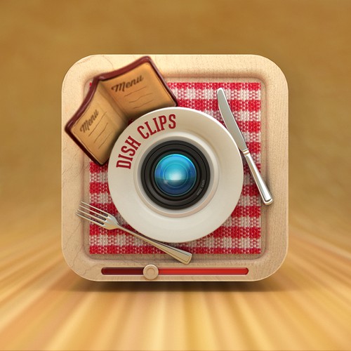 iOS App icon for DishClips Restaurant Guide Design by FuzzyLime