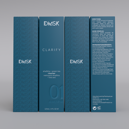 Luxury, high-end product box design for facial cleanser. Design by Tamara.D