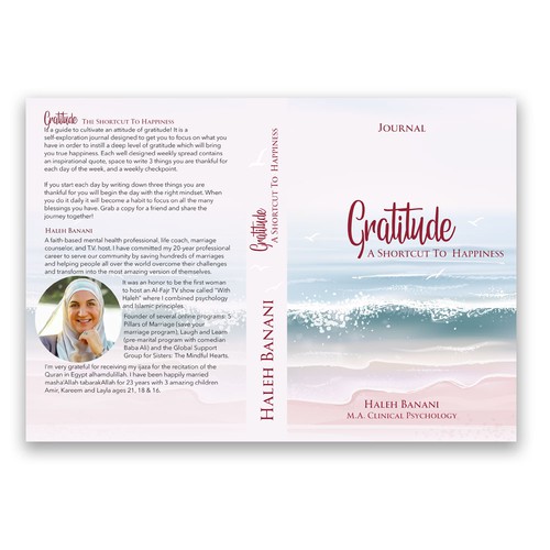 A Gratitude journal cover: Gratitude - A shortcut to happiness Design by Julia Sh.
