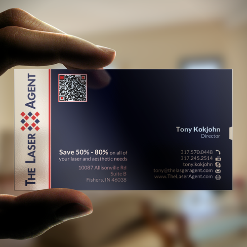 Create a modern, memorable business card for The Laser Agent! Design by ™SF_Design™