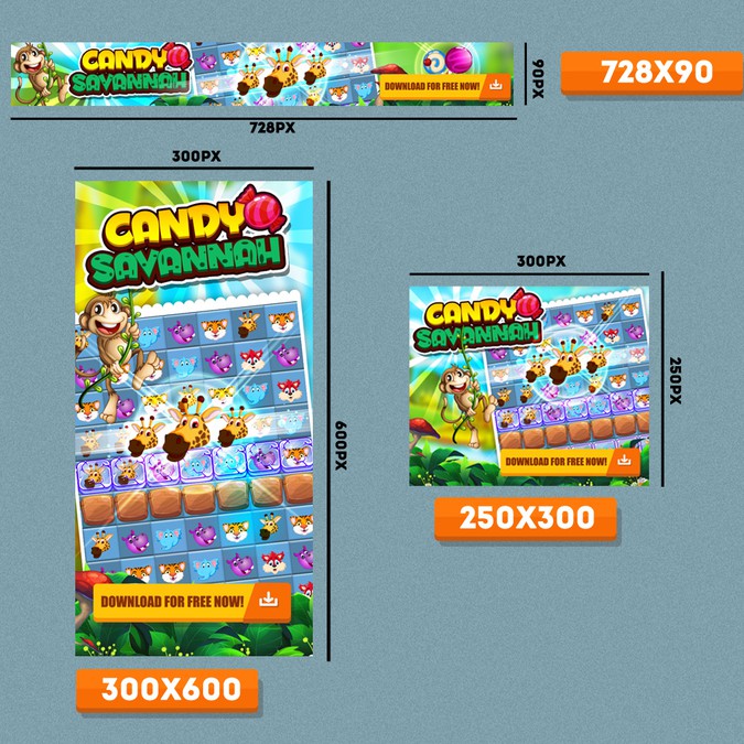 Create Banner Ads for Candy Savannah mobile game Banner ad contest