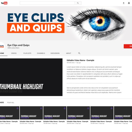 Powerful Design for an Eye Surgery YouTube Channel "Eye Clips and Quips" Design by Point Blank
