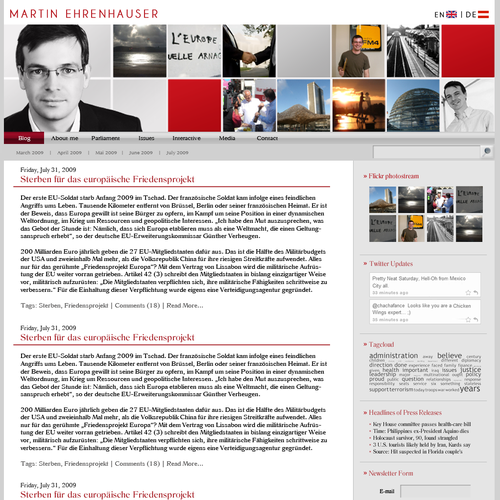 Wordpress Theme for MEP Martin Ehrenhauser Design by Hind
