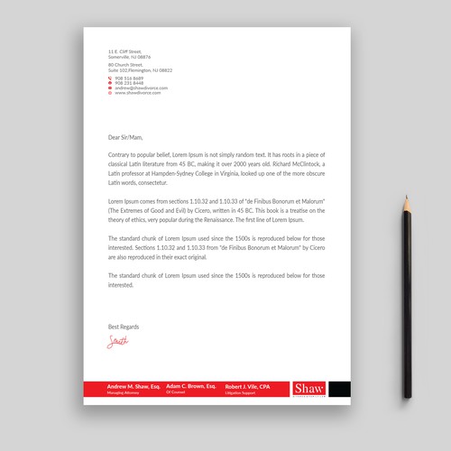 Letterhead for Divorce & Family Law Firm; Modern, Conservative Design Design by Rifat Sarkar