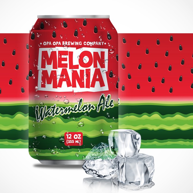 Melon Mania Watermelon Ale Beer Can Label Product label contest