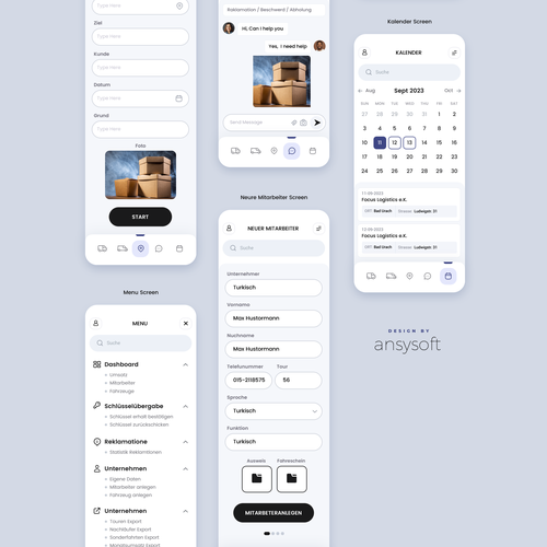 Gestalte eine App um eine bessere Übersicht und Struktur in unseren Betrieb zu bekommen Design by A N S Y S O F T