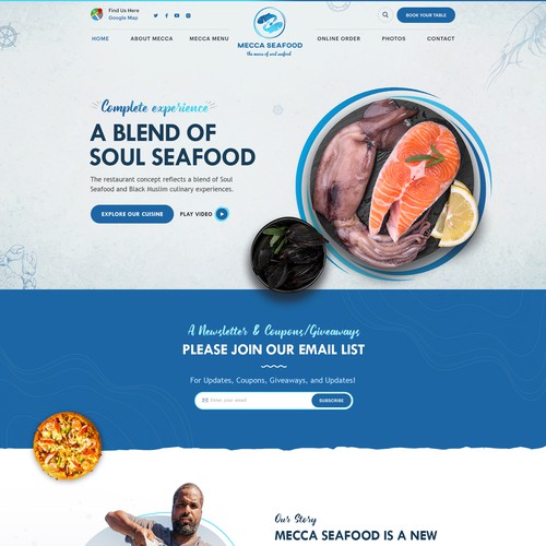 Miami Soul Seafood Restaurant Concept 1 Page Only Design by Realysys