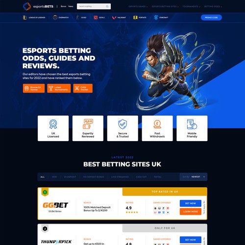 Design a new Esports betting comparison website Design by Design Monsters