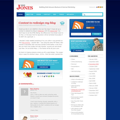 Dixon Jones personal blog rebrand Réalisé par authenticstyle