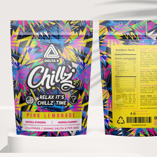 CHILLZ CBD Brand need his new packaging for his DELTA 8 Gummies Design by bcra