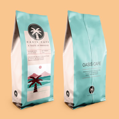 OASIS CAFE COFFEE BEAN PACKAGING DESIGN Design by suraiatonna
