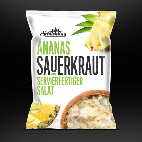 Diseño de Stayin alife - Refresh an old fashion package for Salad with Sauerkraut, Pineapple and Apple de neoflexdesign