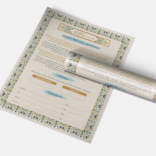 Design A Beautiful Islamic Marriage Agreement Document Template Design by G-r-a-p-h▼