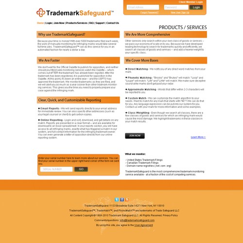 website design for Trademark Safeguard Réalisé par digitaloddity