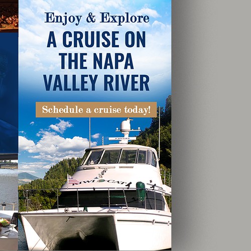 Tri-fold brochure for Napa Valley Wine Yacht tours Design by Smarika Ahuja ❤