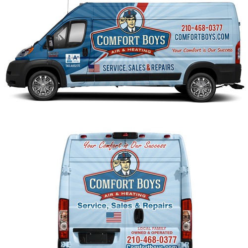 Comfort Boys Service Company New Retro Van Wrap Design Design by ezesol™