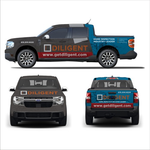 Design a modern and simple truck wrap for our home inspection company Design by e^design