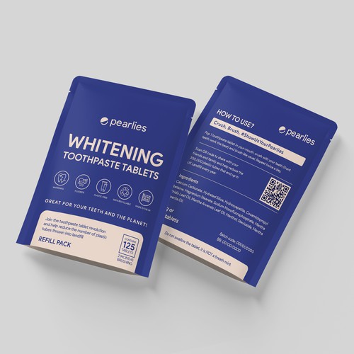 Design an attractive refill pack for a trendy new toothpaste tablet brand Design by farhanubaid