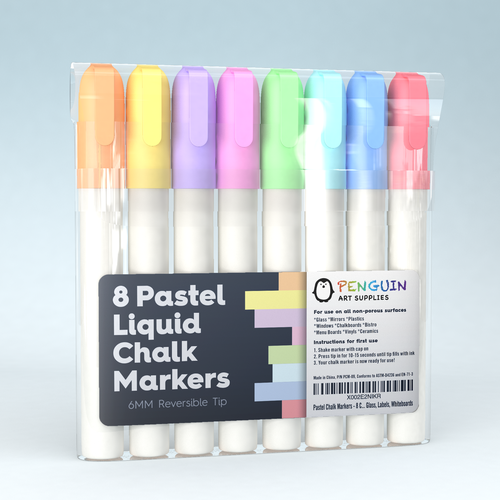 Design a product label for pastel liquid chalk markers