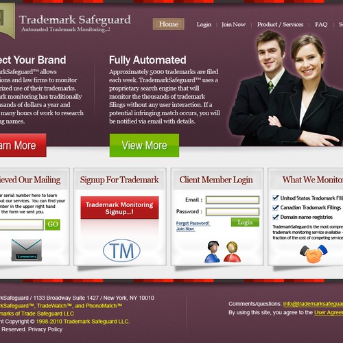 website design for Trademark Safeguard Diseño de FH_FH