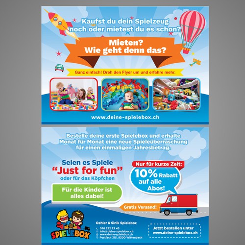 Kreativer Flyer für Kinder und Eltern -> Spieleabo Design by Dzhafir