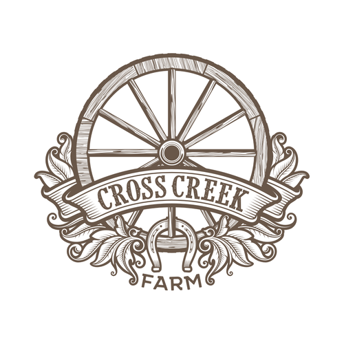 Simple yet Sophisticated Rustic wagon wheel farm logo Diseño de guinandra