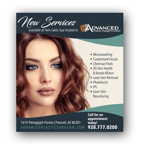 Designs New Services Offered Med Spa Postcard, flyer or print contest