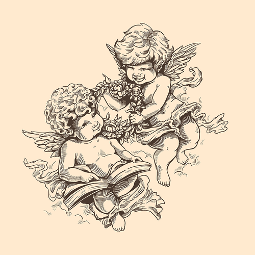 Cherubs at Play Design by Ameline Studio