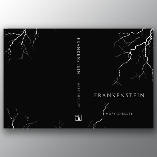 Design a book cover for an unique edition of Frankenstein, fully printed on black paper Design by Brandkore™