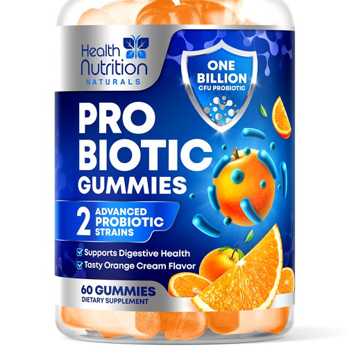 Healthy Probiotic Gummies Label needed for Health Nutrition Design by rembrandtjurin