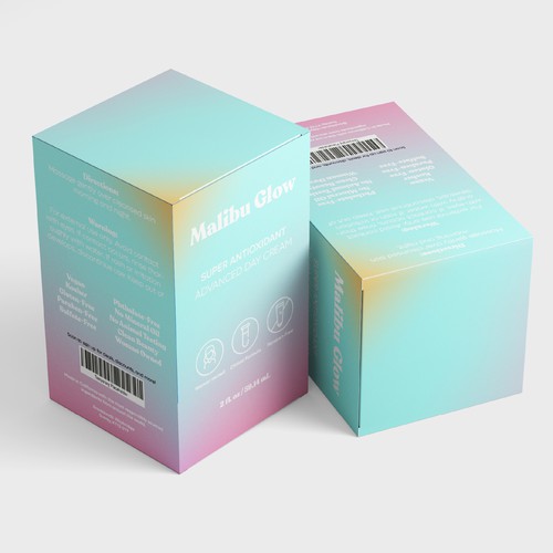 Simple skin care packaging for "Malibu Glow" with several follow-up packagings. Design por Franklin Wold