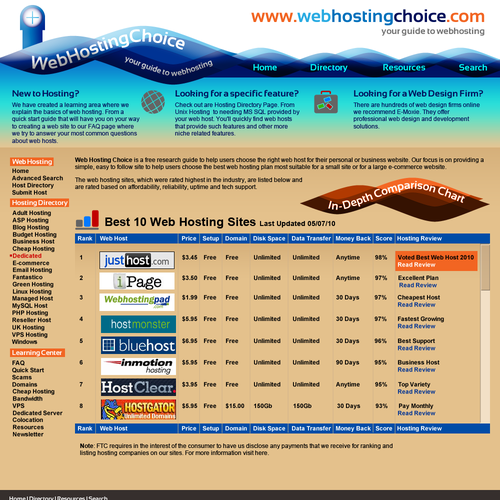 Redesign WebHostingChoice.com Design by mandrej